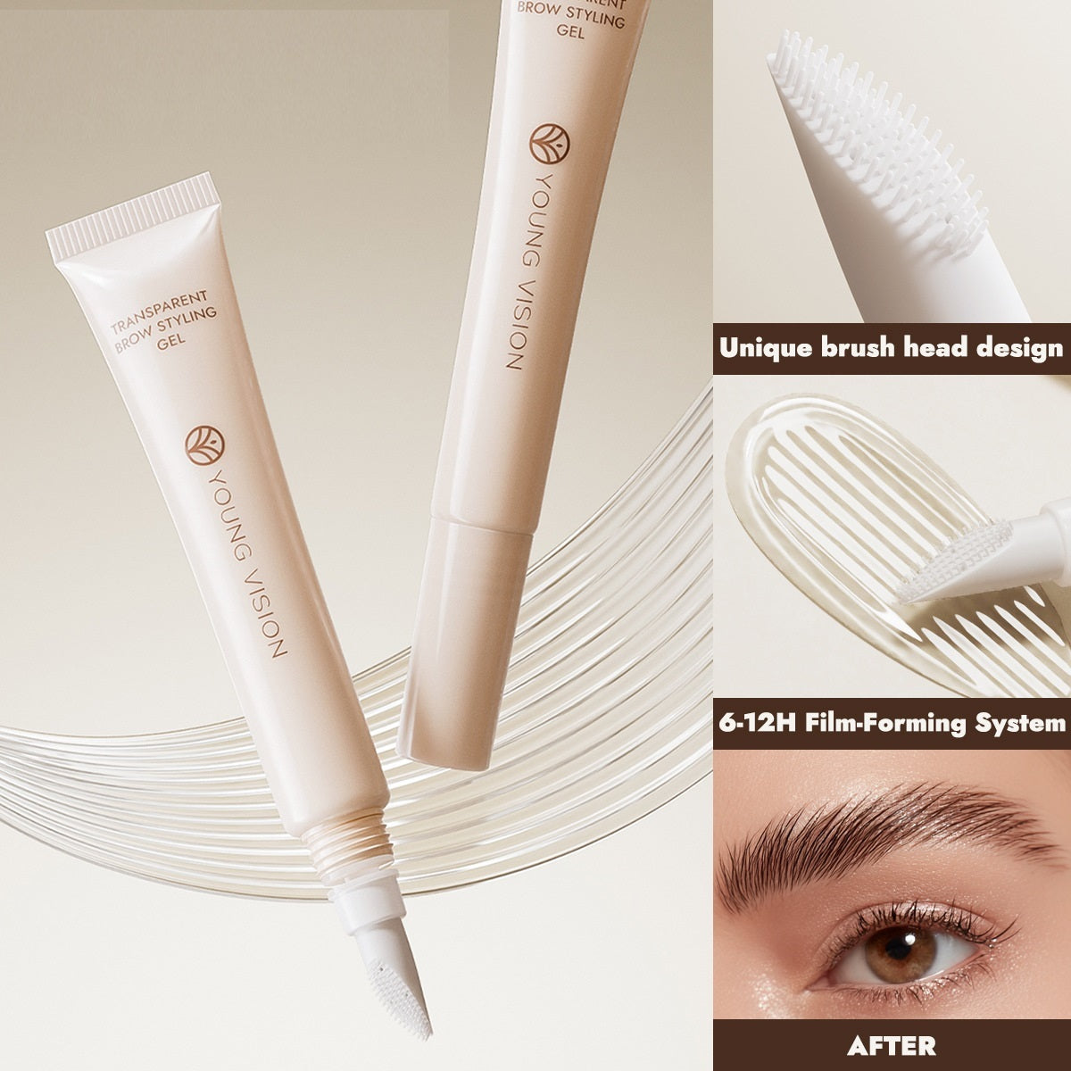Transparent Eyebrow Gel Portable Silicone Bruch Head